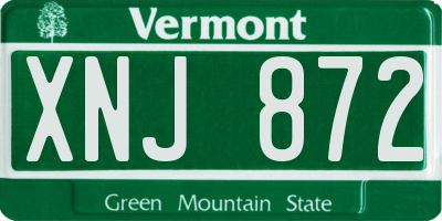 VT license plate XNJ872