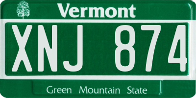 VT license plate XNJ874