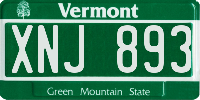 VT license plate XNJ893