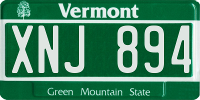 VT license plate XNJ894