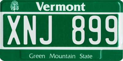VT license plate XNJ899