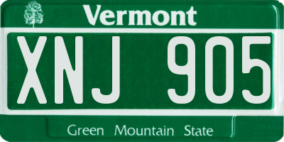 VT license plate XNJ905