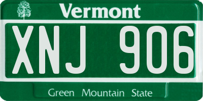 VT license plate XNJ906