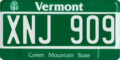 VT license plate XNJ909