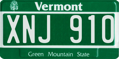 VT license plate XNJ910