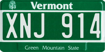 VT license plate XNJ914