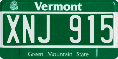 VT license plate XNJ915