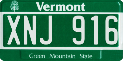 VT license plate XNJ916