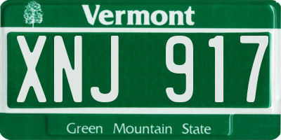 VT license plate XNJ917