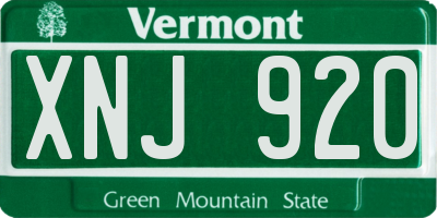 VT license plate XNJ920