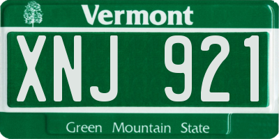 VT license plate XNJ921