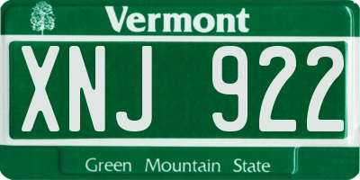 VT license plate XNJ922