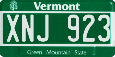 VT license plate XNJ923