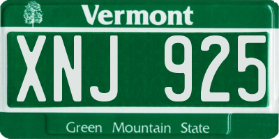 VT license plate XNJ925