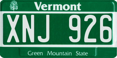 VT license plate XNJ926