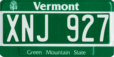 VT license plate XNJ927