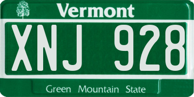VT license plate XNJ928