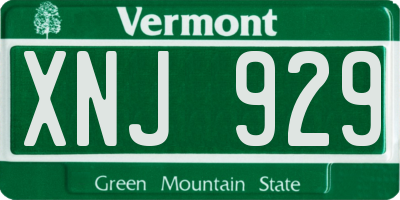 VT license plate XNJ929