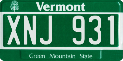 VT license plate XNJ931