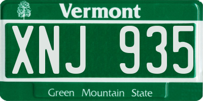 VT license plate XNJ935