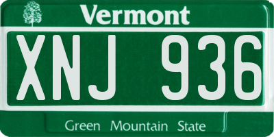 VT license plate XNJ936