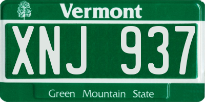 VT license plate XNJ937