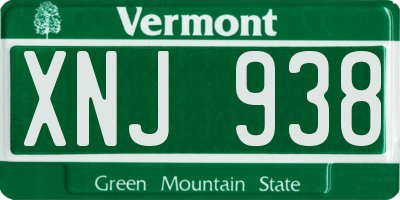 VT license plate XNJ938