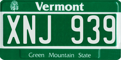 VT license plate XNJ939