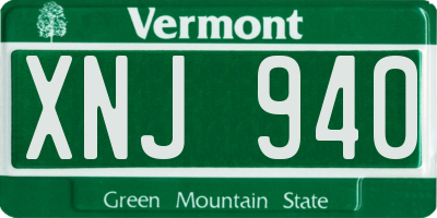 VT license plate XNJ940