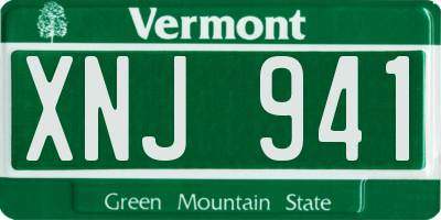 VT license plate XNJ941