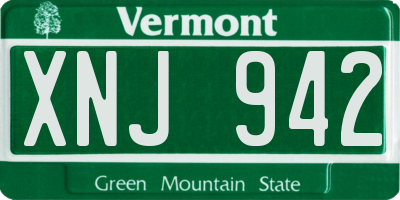 VT license plate XNJ942