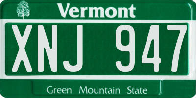 VT license plate XNJ947