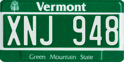 VT license plate XNJ948