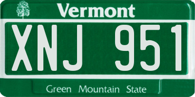 VT license plate XNJ951