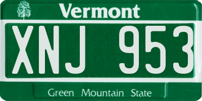 VT license plate XNJ953