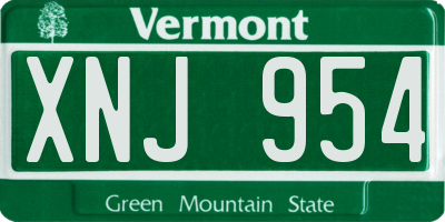 VT license plate XNJ954
