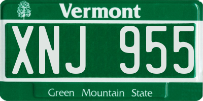 VT license plate XNJ955