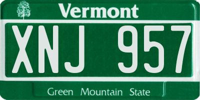 VT license plate XNJ957