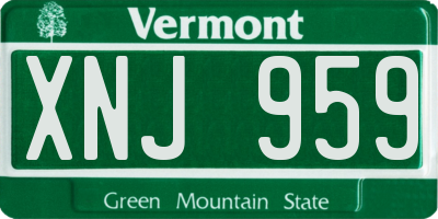 VT license plate XNJ959