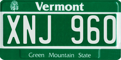 VT license plate XNJ960