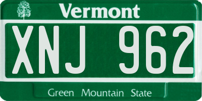 VT license plate XNJ962