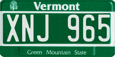 VT license plate XNJ965