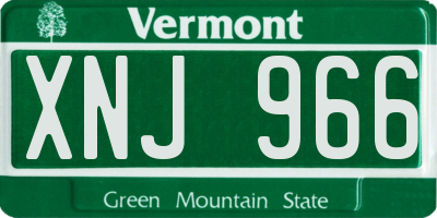 VT license plate XNJ966