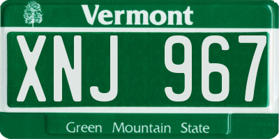 VT license plate XNJ967