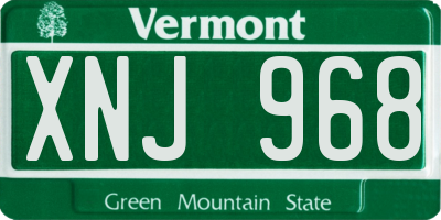 VT license plate XNJ968