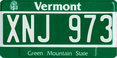 VT license plate XNJ973