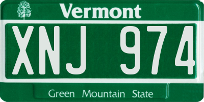 VT license plate XNJ974