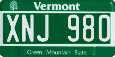 VT license plate XNJ980