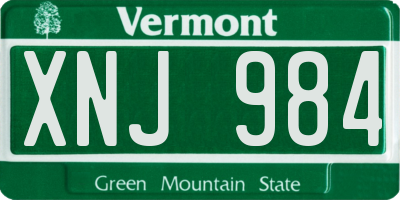 VT license plate XNJ984
