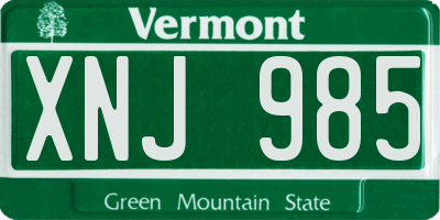 VT license plate XNJ985